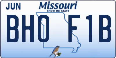 MO license plate BH0F1B