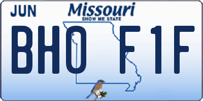 MO license plate BH0F1F