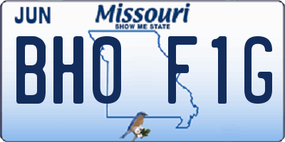 MO license plate BH0F1G