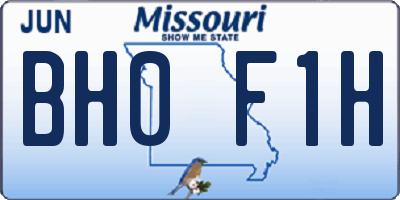 MO license plate BH0F1H