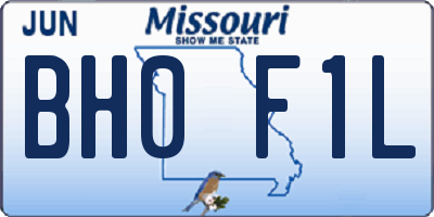 MO license plate BH0F1L