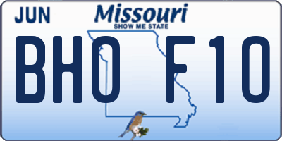 MO license plate BH0F1O