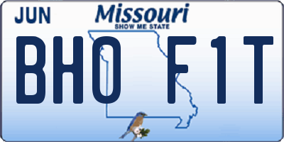 MO license plate BH0F1T