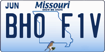 MO license plate BH0F1V