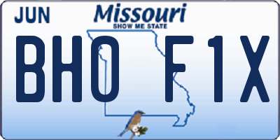 MO license plate BH0F1X