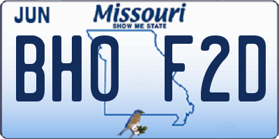 MO license plate BH0F2D