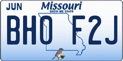 MO license plate BH0F2J
