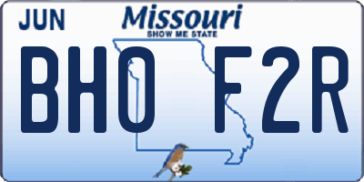 MO license plate BH0F2R