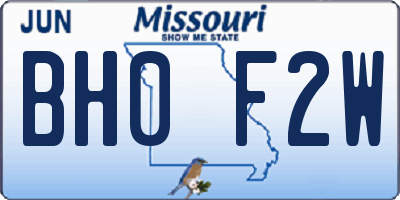 MO license plate BH0F2W