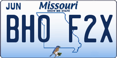 MO license plate BH0F2X