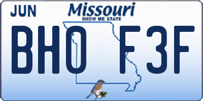 MO license plate BH0F3F