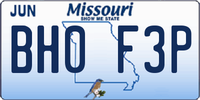 MO license plate BH0F3P