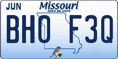 MO license plate BH0F3Q