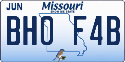 MO license plate BH0F4B
