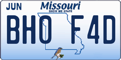 MO license plate BH0F4D