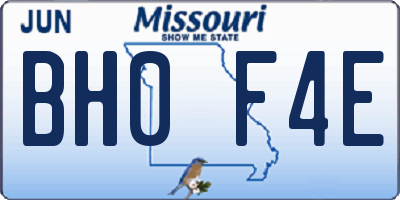 MO license plate BH0F4E