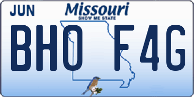 MO license plate BH0F4G