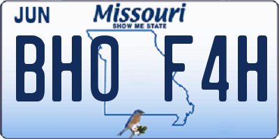 MO license plate BH0F4H