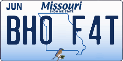 MO license plate BH0F4T