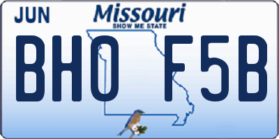 MO license plate BH0F5B
