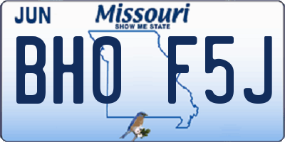 MO license plate BH0F5J