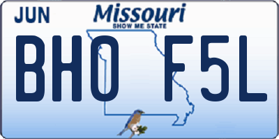 MO license plate BH0F5L