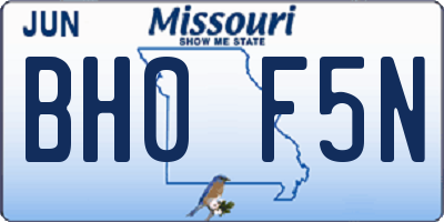 MO license plate BH0F5N