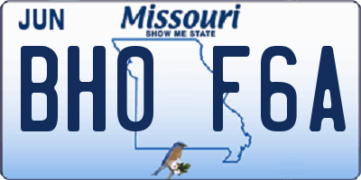 MO license plate BH0F6A