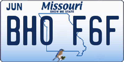 MO license plate BH0F6F