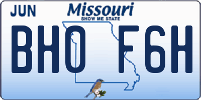 MO license plate BH0F6H