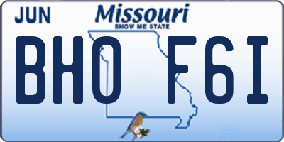MO license plate BH0F6I