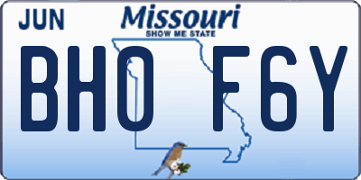 MO license plate BH0F6Y
