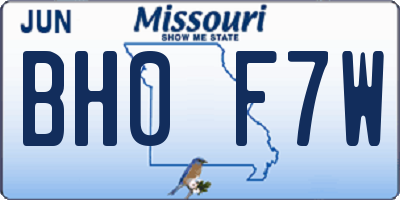 MO license plate BH0F7W