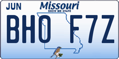 MO license plate BH0F7Z