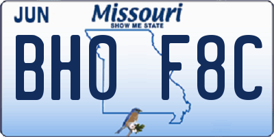 MO license plate BH0F8C