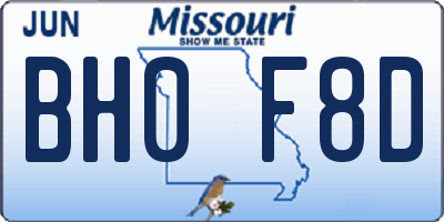 MO license plate BH0F8D