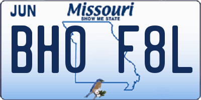 MO license plate BH0F8L