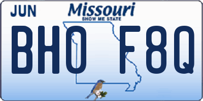 MO license plate BH0F8Q