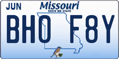 MO license plate BH0F8Y