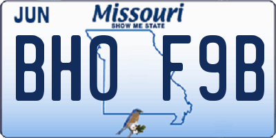MO license plate BH0F9B