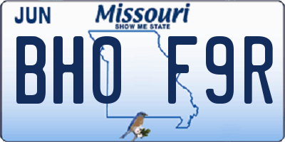MO license plate BH0F9R