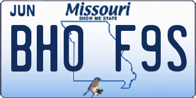 MO license plate BH0F9S
