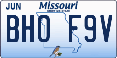 MO license plate BH0F9V