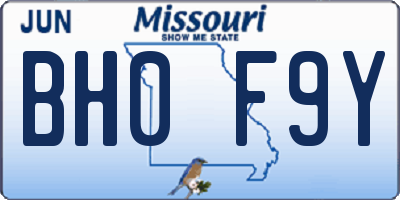 MO license plate BH0F9Y