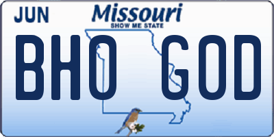 MO license plate BH0G0D