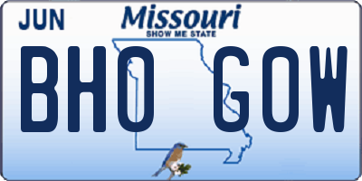 MO license plate BH0G0W