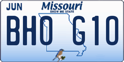 MO license plate BH0G1O