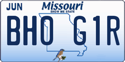 MO license plate BH0G1R