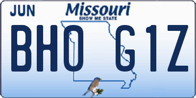 MO license plate BH0G1Z