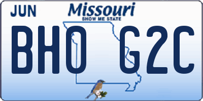 MO license plate BH0G2C